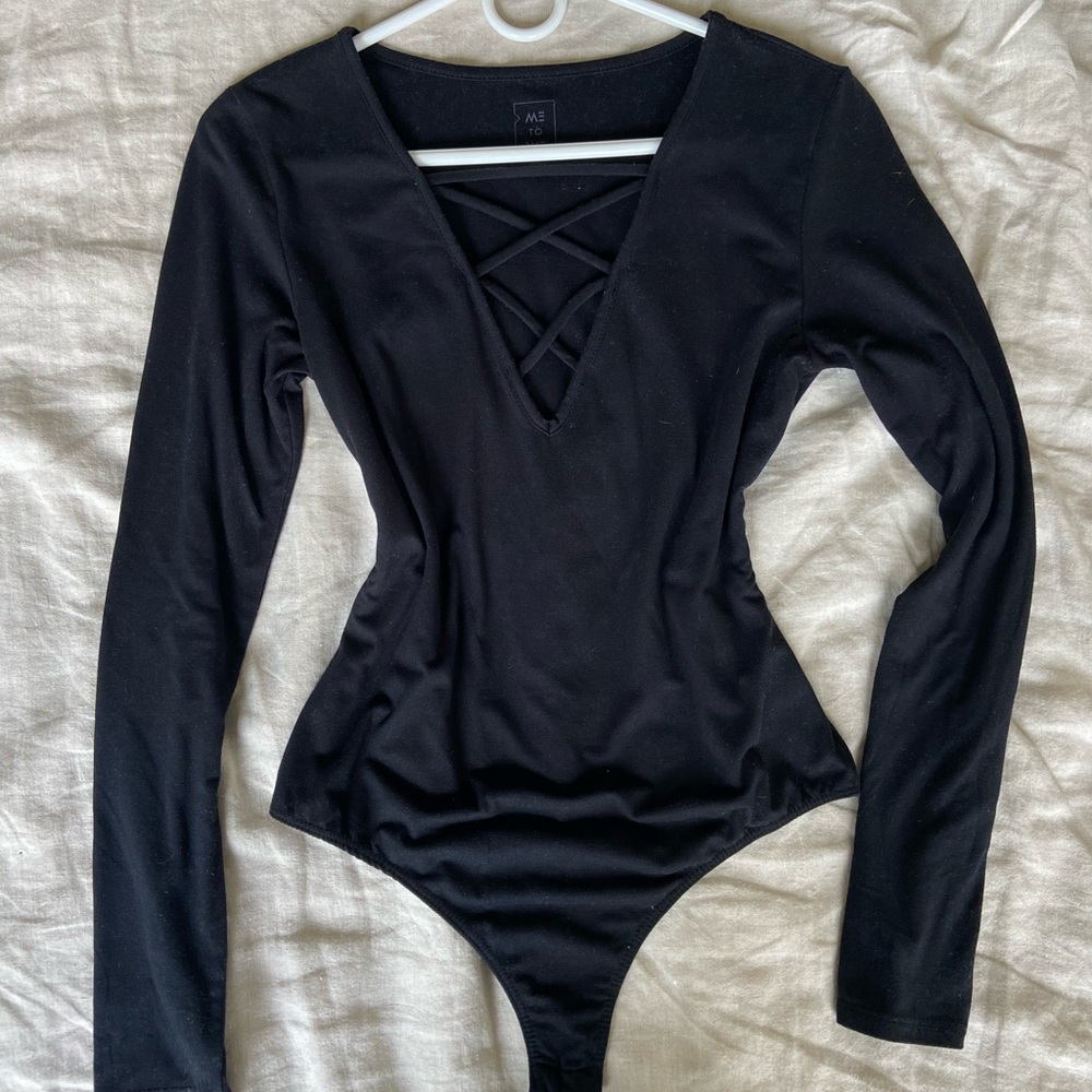 Me to We strappy black bodysuit, Size Small (from PacSun)